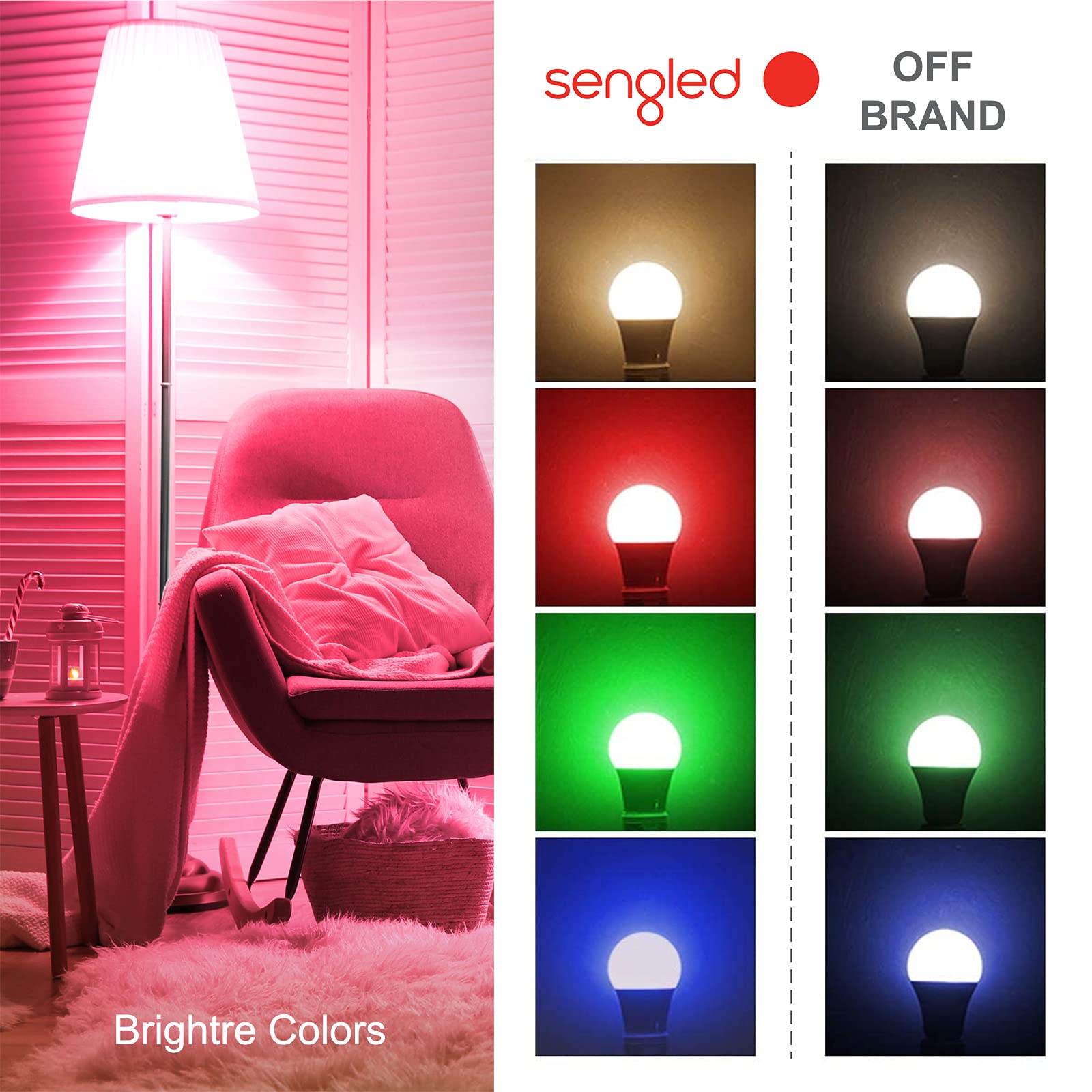 Sengled Smart Bulb, Color Changing Smart Bulbs Work with Alexa & Google Assistant, WiFi Light Bulbs No Hub Required A19 RGB Multicolor LED Light Bulb 60W Equivalent 800LM, 2 Pack