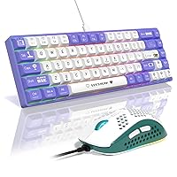 MAMBASNAKE AJAZZ AK680 Mechanical Keyboard, 68 Key 60 Percent Hot Swappable Gaming Keyboard + 6 Adjustable DPI 6400 Gaming Mouse with 6 RGB Light, for PC/Mac/Laptop Gamer (Red Linear Switch)