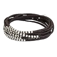 NOVICA Artisan Handknotted Braided Wrap Bracelet Silver Accents Jewelry Plated Stone Thailand 'Karen Brown Chic'
