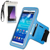 (Aqua) Armband by SumacLife with (Key Slot) Protect Device While Exercising Running Idear for BLU Dash L3, Advance 4.0 L3, Vivo 5 Mini, Tank Xtreme 4.0, 2.0 Come with A Waterproof Pouch