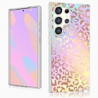 MYBAT PRO Slim Cute Case for Samsung Galaxy S24 Ultra Case 6.8 inch, Mood Series Clear Stylish Glitter Shockproof Non-Yellowing Protective Cover for Women Girls, Holographic Leopard