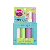 eos Happy Vibes Lip Balm Variety Pack- Sprinkle Donut, Birthday Cake, Vanilla Confetti & Rainbow Sherbet, All-Day Moisture Lip Care Products, 0.14 oz, 4-Pack