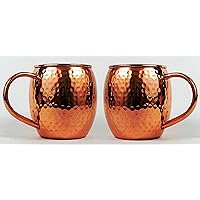 Hammered Copper Barrel Mug for Moscow Mules Size 16 Oz Set Of-2 by CGP
