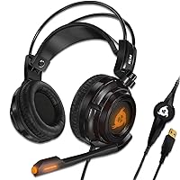 KLIM Puma - USB Gamer Headset with Mic - 7.1 Surround Sound Audio - Integrated Vibrations - Perfect for PC and PS4 Gaming - New Version - Black