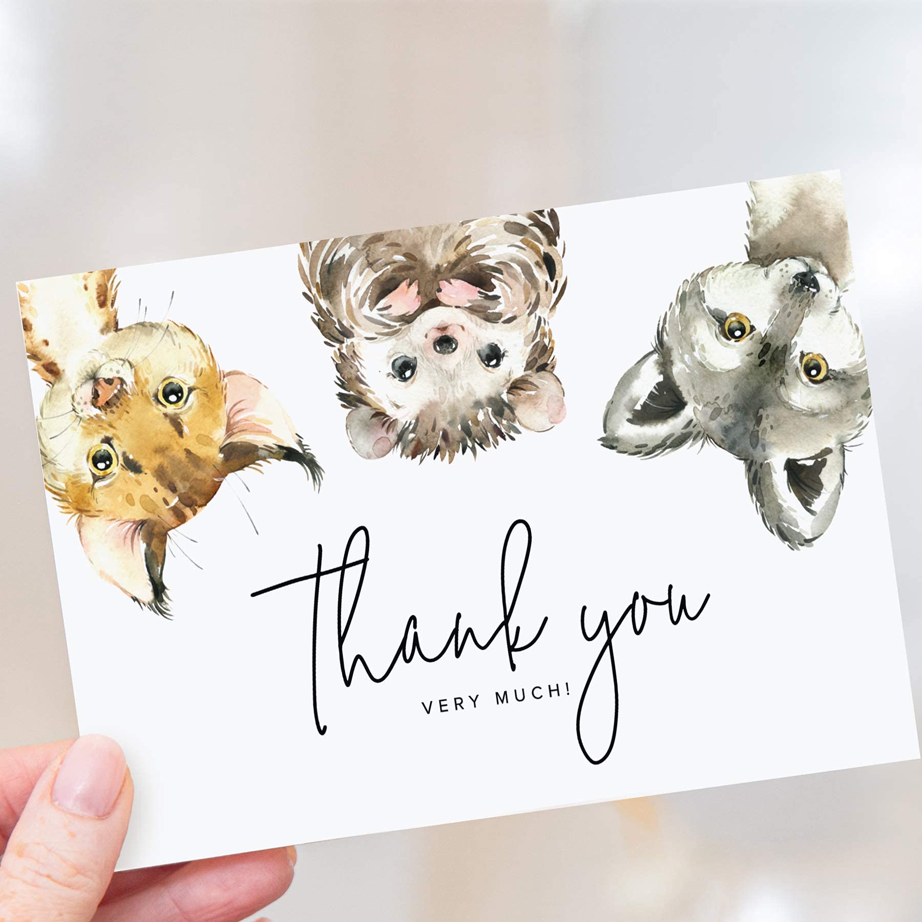 Bliss Collections Thank You Cards with Envelopes, Woodland Animal, All-Occasion Thank You Cards for Weddings, Bridal Showers, Baby Showers, Birthdays, Parties and Special Events, 4