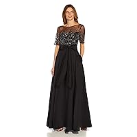 Adrianna Papell Women's Beaded Mesh and Taffeta Gown
