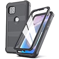 Falcon Armor for Moto One 5G ACE Case with Built-in Screen Protector - Ultra Protective Heavy Duty Phone Cover (Black)