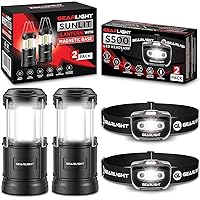 GearLight S500 LED Headlamp [2 Pack] + GearLight Sunlit Lantern with Magnetic Base [2 Pack]