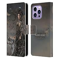 Head Case Designs Officially Licensed Custom Customized Personalized Nene Thomas Gothic Fairy Woman with Wolf Name and Initial Leather Book Wallet Case Cover Compatible with Apple iPhone 14 Pro Max