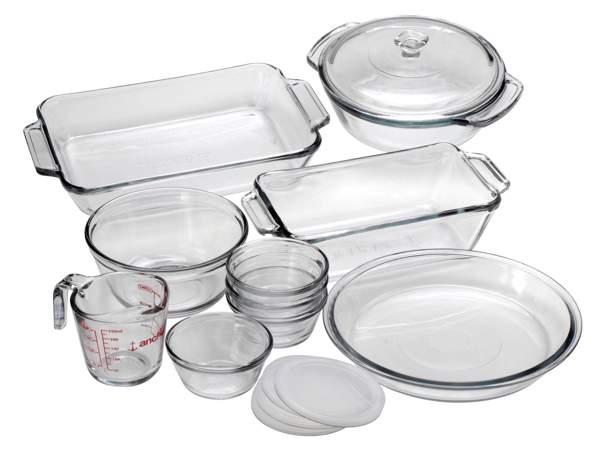 Anchor Hocking Complete Glass Bakeware Set (15 piece, tempered tough, pre-heated oven and dishwasher safe)