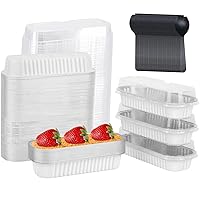 LNYZQUS Mini Loaf Pans with Lids 100 Pack, 6.8oz Mini Cake Pans Rectangle Aluminum Foil Baking Tins Containers,Disposable Small Cake Baking Pan Cupcake Baking Cups Muffin Tins-White