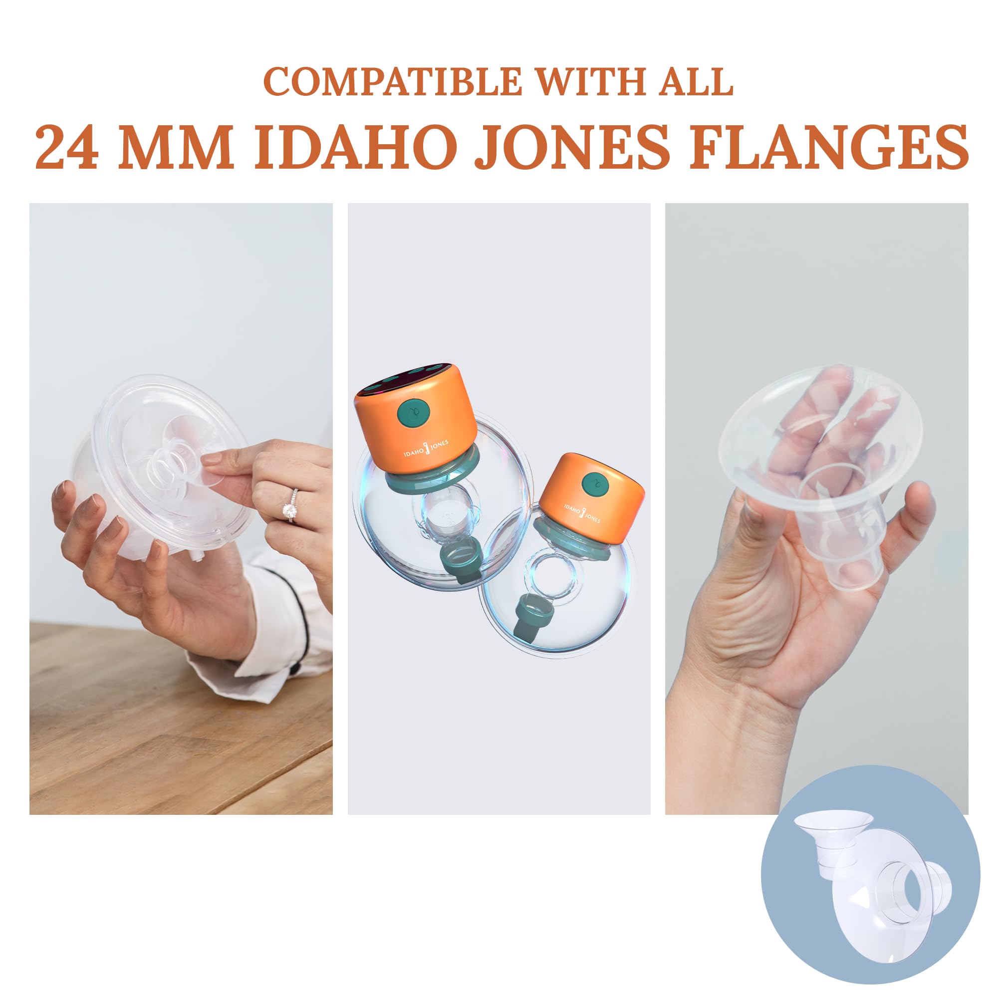 Idaho Jones Hands-Free Breast Pumping Bundle - Flange Inserts + Breastmilk Container Cups for Effortless Pumping Comfort!