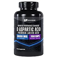 D-Aspartic Acid (DAA) 3000mg | 200 Capsules | DAA Premium Amino Acid | Non-GMO, Gluten Free Supplement