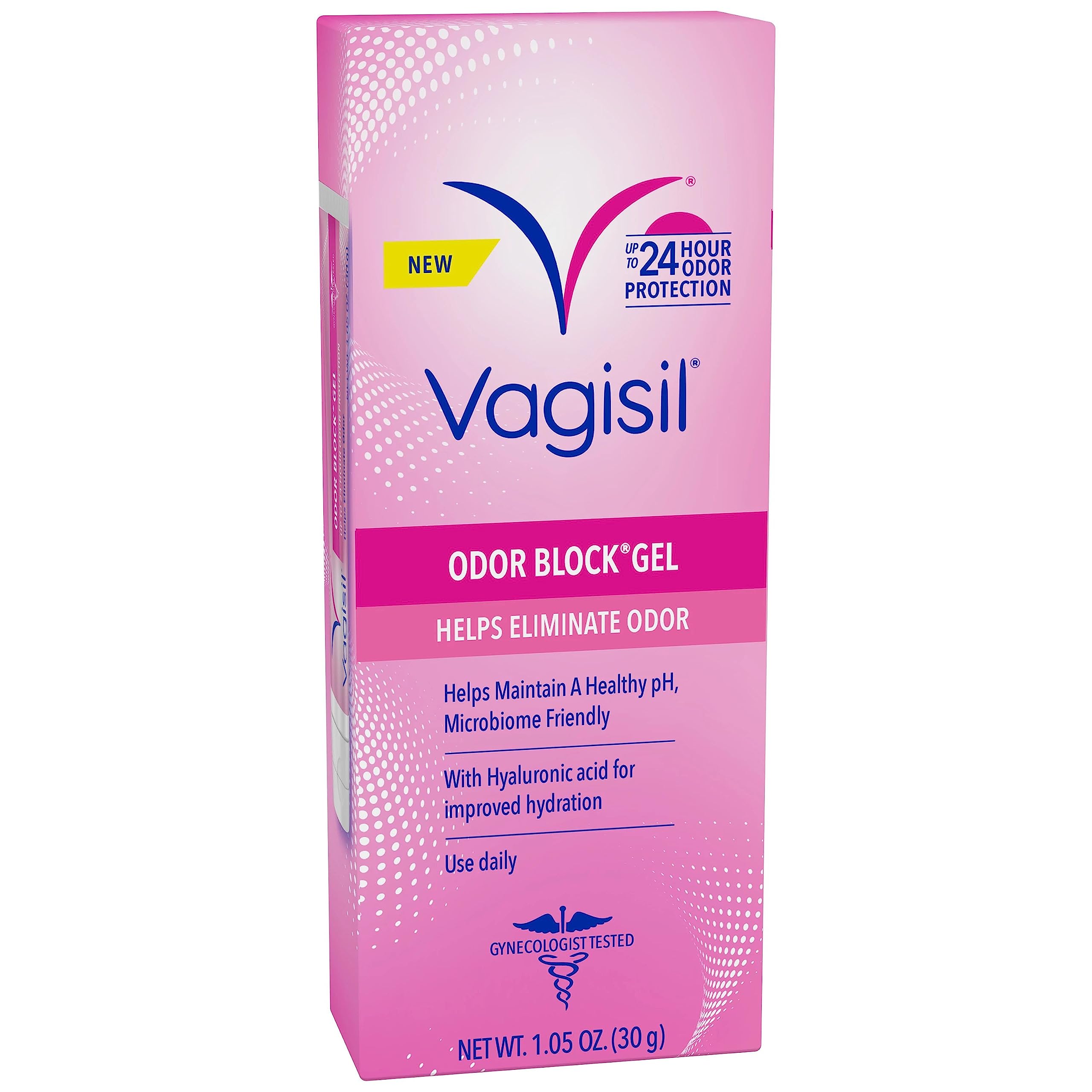 Vagisil Odor Block Gel with Hyaluronic Acid for Vaginal Health, Gynecologist Tested, Hypoallergenic, 1.05 Oz (Pack of 1)