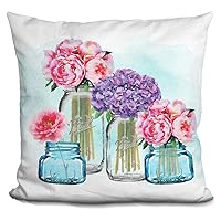 Glass Jar Tall Collection Blue Wash. Decorative Accent Throw Pillow