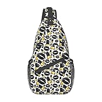 Sling Backpack,Travel Hiking Daypack Cool Black Lips Print Rope Crossbody Shoulder Bag