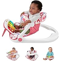 Fisher-Price Portable Baby Chair Kick & Play Deluxe Sit-Me-Up Seat with Piano Learning Toy and Snack Tray for Infants to Toddlers, Pink