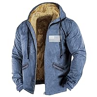 Jackets For Men Oversized Thick Sherpa Lined Zipper Fleece Hoodie Sweatshirt Winter Warm Jacket Coat