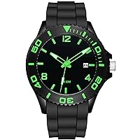 kieyeeno Men's Analogue Digital Quartz Military Stopwatch 50M Waterproof Analog Wrist Watch with Silicone Strap Green, Green, Bracelet