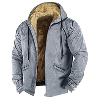 Men'S Winter Coats Solid Color Zipper Hooded Warm Windbreaker Jackets Oversized Heavy Hoodie