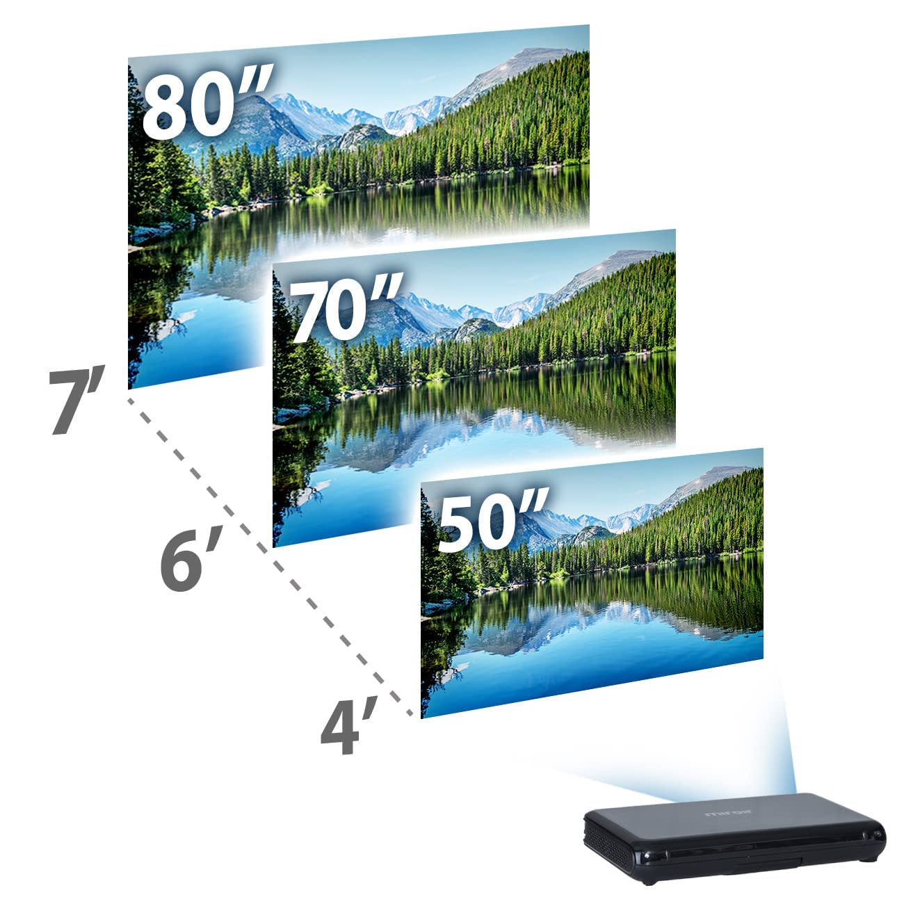 Miroir M190 Battery-Powered Projector, Built-in Kickstand, 1080p Input Compatible, USB - C Video and Charge