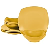 Gibson Home Zen Buffet Matte Porcelain Plates and Bowls Dinnerware Set - Yellow, Service for 4 (8pcs)