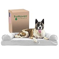 Furhaven Memory Foam Dog Bed for Large Dogs w/ Removable Bolsters & Washable Cover, For Dogs Up to 95 lbs - Quilted Sofa - Silver Gray, Jumbo/XL