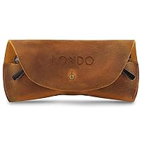 Genuine Leather Eyeglasses & Sunglasses Case with Button Closure