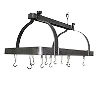 Enclume Classic Utensil Bar Rectangle Ceiling Pot Rack, Hammered Steel