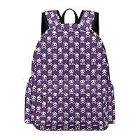 Purple Cute Skull Backpack Lightweight Laptop Backpack Business Bag Casual Shoulder Bags Daypack for Women Men