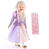 Little Adventures Classic Rapunzel Princess Dress Up Costume with Headband and Gloves - Machine Washable Girls Child Pretend Play (Size X-Large Age 7-9)