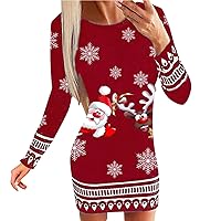 Women's Formal Dresses Plus Size White,Women Casual Dresses Long Sleeve Round Neck Easter Prints Dress Casual P