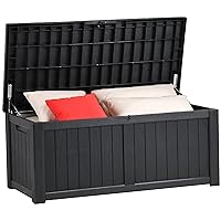 YITAHOME 120 Gallon Outdoor Storage Deck Box, Large Resin Patio Storage for Outdoor Pillows, Garden Tools and Pool-Supplies, Waterproof, Lockable (Black)