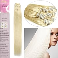 15''-22''7pcs 70g/80g Straight Clip in Remy Human Hair Extensions(20''70g,#613 Light Blonde)