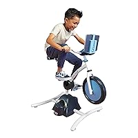 Pelican Explore & Fit Cycle Adjustable Play Fitness Exercise Equipment Stationary Bike with Videos and Built-in Bluetooth Speaker, For Kids Ages 3-7 Years, WHITE, BLUE