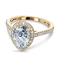 Kobelli Pear Shape Moissanite Halo Engagement Ring 2 1/2 CTW 14k Yellow Gold