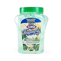 Clorox Fraganzia Air Freshener Crystal Beads White Lily Bloom 12oz Jar | Long-Lasting Air Freshener Beads | Easy to Use Vented Jar Air Scent Beads for Homes, Bathrooms, Closets, Car or Office