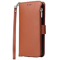 Wallet Case Compatible with Huawei Mate 30, Premium PU Leather Cover Flip Case with Card Slots Zipper Big Pocket Kickstand Handbag (Brown)