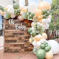 PageebO Avocado with Blush Balloon Arch Kit-124pcs Cream White Blush Sage Green Balloons for Weeding Decoration Baby Shower Decoration Birthday Party Decoration