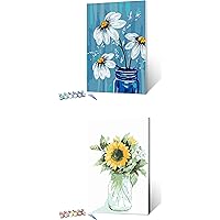 Ginkko Paint by Numbers for Adults Kids Beginners with Wooden Frame Easy Acrylic on Canvas 9x12 inch with Paints and Brushes, Flower(Include Framed 2pc)