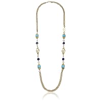 Ben-Amun Jewelry St. Tropez Long Chain Turquoise Gold Necklace, 40