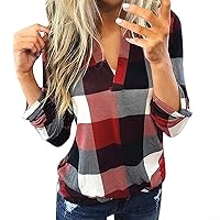 RMXEi Wearable Blanket Hoodie,Women Casual Cotton Long Sleeve Plaid Shirt Women's Slim Jacket Shirt Top