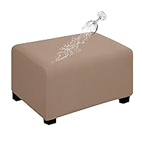 Easy-Going 100% Dual Waterproof Stretch Ottoman Cover Rectangle Folding Storage Stool Furniture Protector Soft Slipcover for Living Room with Elastic Bottom (Large, Camel)