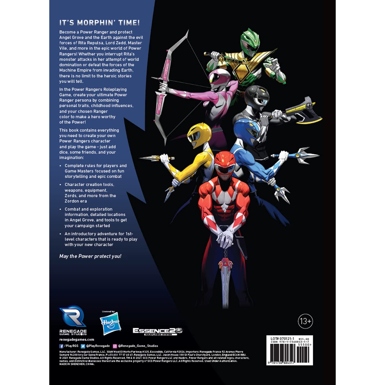 Renegade Game Studios Power Rangers Roleplaying Game Core Rulebook,Multi