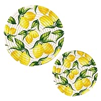 ALAZA Yellow Lemon and Leaves on White PotHolders Trivets Set Cotton Hot Pot Holders Set Farmhouse Coasters,Hot Pads,Hot Mats for Kitchen Counter Decorative