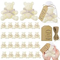 24 Sets 3.6 Inch Big Bear Soaps Baby Shower Favors 24 Pcs Handmade Bear Shaped Soaps 24 Pcs Organza Bags 24 Pcs Thank You Tags for Baby Shower Wedding Guest Gift Favors Party Supplies