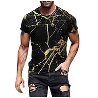Mens Shirts Casual Stylish European and American Round Neck Style Retro Printed Short Sleeve T-Shirt Top
