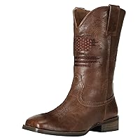 Cowboy Boots for Men Square Toe Western Boot Embroidered Mid Calf