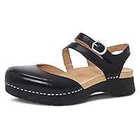 Dansko Rissa Closed Toe Sandal for Women - Unique and Stylish Shoe with Recycled Textile Linings and Leather Uppers - All-Day Legendary Comfort