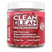 Clean+Lean-Organic Fat Burner by FitFarm USA - Worlds First Organic Fat Burner Supports Healthy Weight Loss + Immune Boosting phytonutrients & antioxidants! GF+Vegan 60 capsules